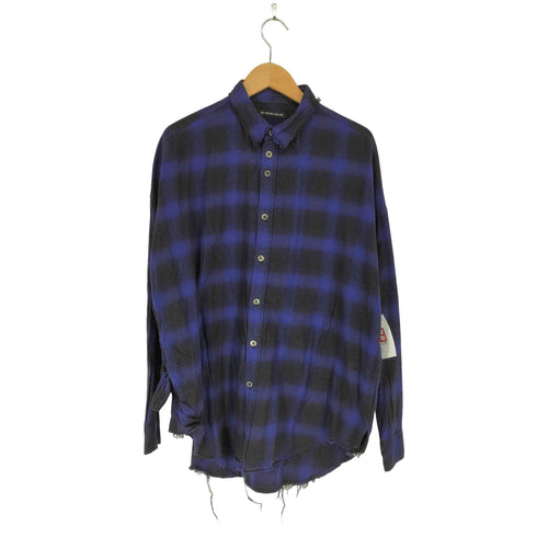ダイエットブッチャースリムスキン DIET BUTCHER SLIM SKIN カットオフ加工オンブレチェック柄L/S シャツ メンズ